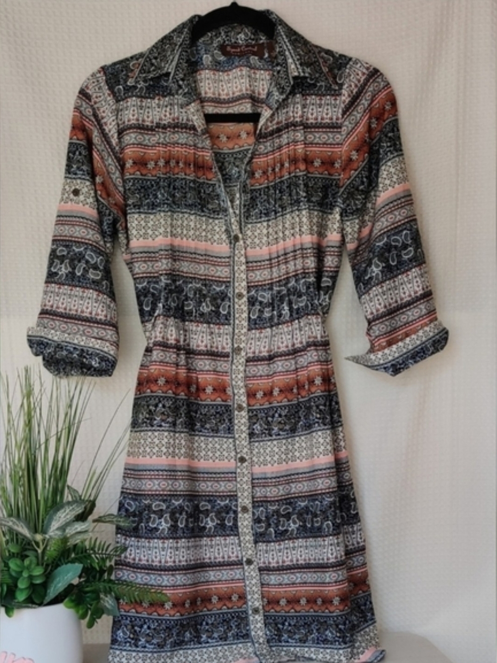Speed Control New York Women's Multi-Color Shirt Dress Size L
